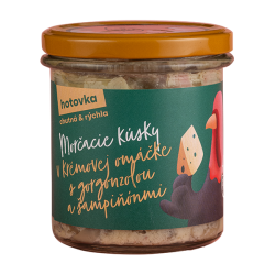 Morčacie kúsky v krémovej omáčke s gorgonzolou a šampiňónmi 300g