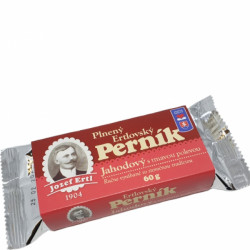 Plnený perník jahodový s tmavou polevou 60g